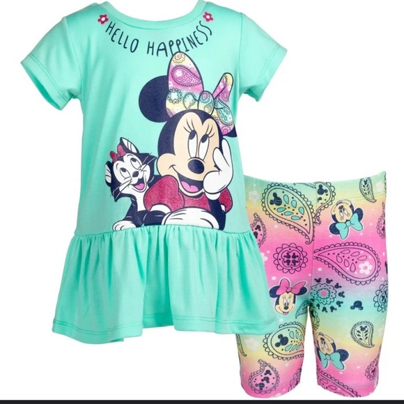 Disney Other - Disney Minnie Mouse Toddler Girls T-Shirt and Shorts Outfit Set!